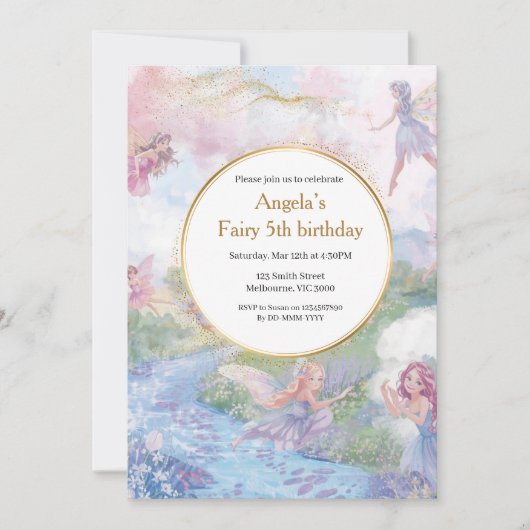 Fairy Wonderland Birthday Girls Einladung (Vorderseite)