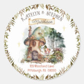 Fairy Woodland Animals Mushroom Rücksendeadresse Runder Aufkleber (Vorderseite)