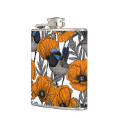 Fairy wrens and orange poppy flowers 2 flachmann (Links)