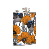 Fairy wrens and orange poppy flowers 2 flachmann (Rechts)