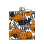Fairy wrens and orange poppy flowers 2 flachmann (Rückseite)