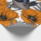 Fairy wrens and orange poppy flowers 2 geschenkpapier (Ecke)