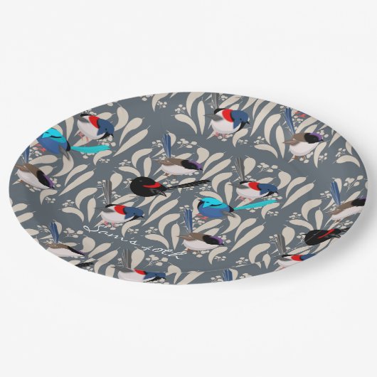 Fairy Wrens Pappteller (Schrägansicht)