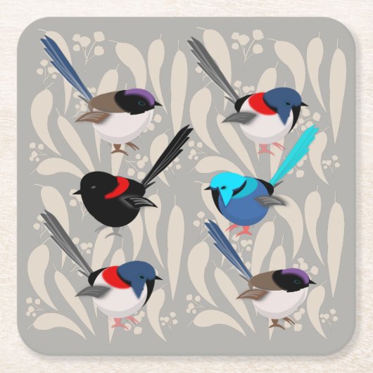 Fairy Wrens Rechteckiger Pappuntersetzer (Vorderseite)