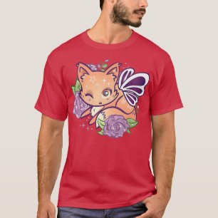 Fairycore Ästhetik Niedlich Kawaii Fairy Fox Lila T-Shirt