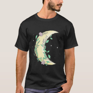 Fairycore Ästhetische Crescent Moon Phase Blume T-Shirt
