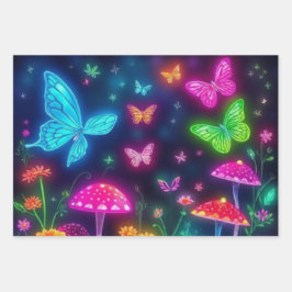 Fairycore-Butterflies-Blume und Pilze Geschenkpapier Set