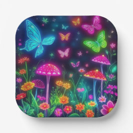 Fairycore-Butterflies-Blume und Pilze Pappteller