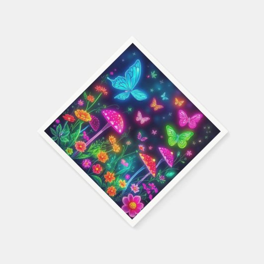 Fairycore-Butterflies-Blume und Pilze Serviette (Ecke)