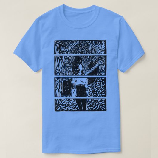 Fairycore Cotgingcore Girl Lost im Comic Woods T-Shirt (Design vorne)