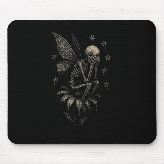 Fairycore Emo Goth T-Shirt Sad Cying Skeletts Fair Mousepad (Vorne)