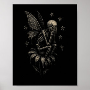 Fairycore Emo Goth T-Shirt Trauriger Weinender Ske Poster