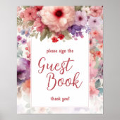 Fairycore Garden Birthday Party Guest Book Sign Poster (Vorne)