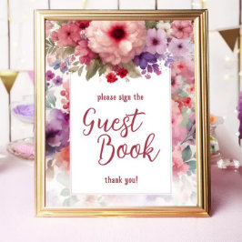 Fairycore Garden Birthday Party Guest Book Sign Poster