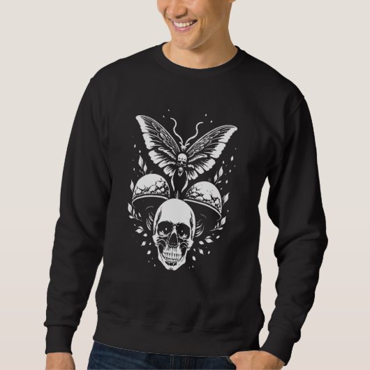 Fairycore Mushroom Skulls Aesthetic Butterfly dark Sweatshirt (Vorderseite)