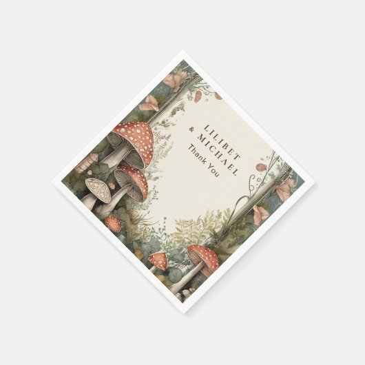 FAIRYCORE Mushrooms Goblincore Custom Party Serviette (Ecke)