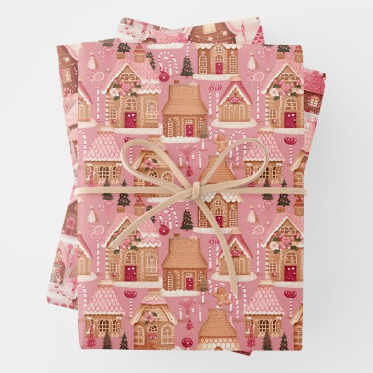 Fairycore Rosa Weihnachtsszenen Koordinierung Geschenkpapier Set (Beispiel)