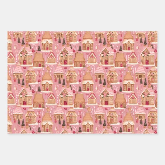 Fairycore Rosa Weihnachtsszenen Koordinierung Geschenkpapier Set (Vorderseite)