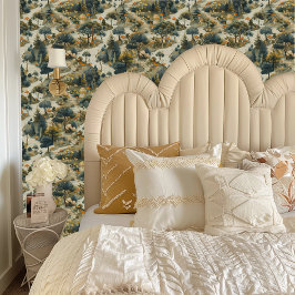 Fairycore Rot, Grün und Beige Pilzwälder Tapete