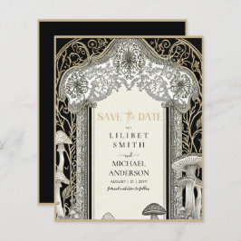 Fairycore Save the Date Black Gold Woodland