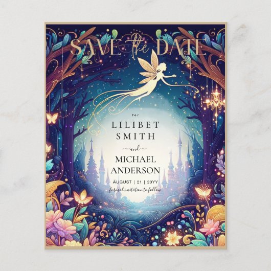 Fairycore Save the Date Fairytale Lila Gold (Vorderseite)