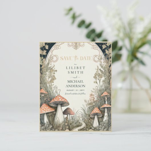 Fairycore Save the Date Goblincore-Pilze (Stehend Vorderseite)