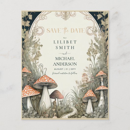 Fairycore Save the Date Goblincore-Pilze (Vorderseite)