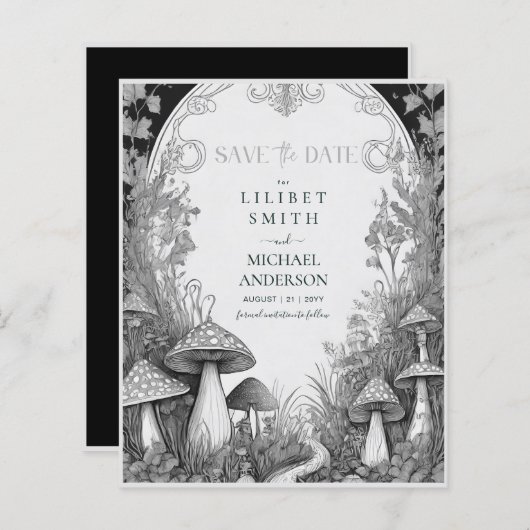 Fairycore Save the Date Goblincore-Pilze (Vorne/Hinten)