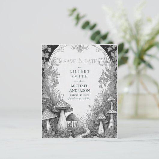 Fairycore Save the Date Goblincore-Pilze (Stehend Vorderseite)