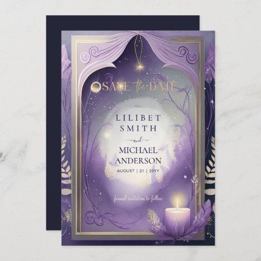 Fairycore Save the Date verzauberte Fores Einladung (Vorne/Hinten)