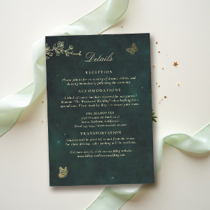 Fairycore Wald Smaragdgrüne Details Hochzeit Begleitkarte