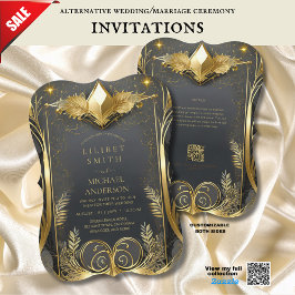 FAIRYCORE WEDD INVITAATIONS FAIRYTALE BLACK GOLD EINLADUNG