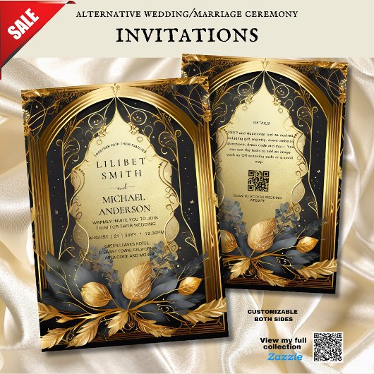 FAIRYCORE WEDD INVITAATIONS FAIRYTALE BLACK GOLD EINLADUNG