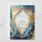 FAIRYCORE WEDD INVITATION FAIRYTALE AQUAMARIN GOLD EINLADUNG (Vorderseite)