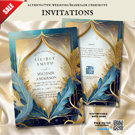 FAIRYCORE WEDD INVITATION FAIRYTALE AQUAMARIN GOLD EINLADUNG
