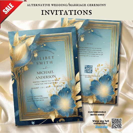 FAIRYCORE WEDD INVITATION FAIRYTALE AQUAMARIN GOLD EINLADUNG