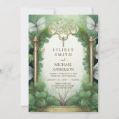 FAIRYCORE WEDD INVITATION FAIRYTALE GREEN GOLD EINLADUNG (Vorderseite)