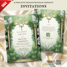 FAIRYCORE WEDD INVITATION FAIRYTALE GREEN GOLD