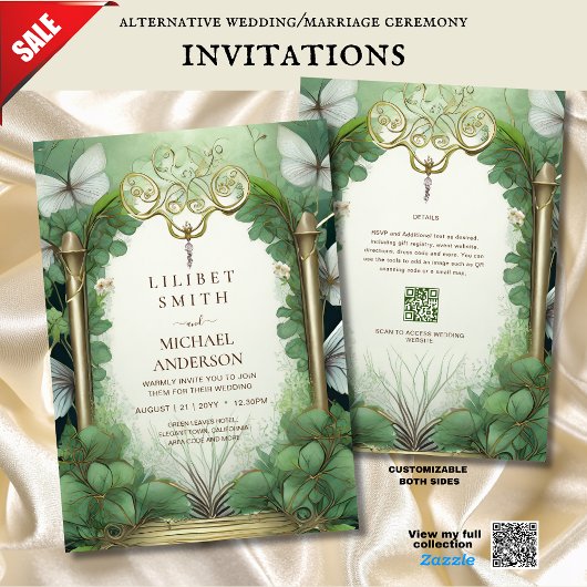FAIRYCORE WEDD INVITATION FAIRYTALE GREEN GOLD EINLADUNG