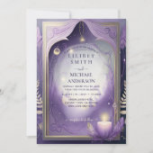 FAIRYCORE WEDD INVITATION FAIRYTALE LILAC GOLD EINLADUNG (Vorderseite)