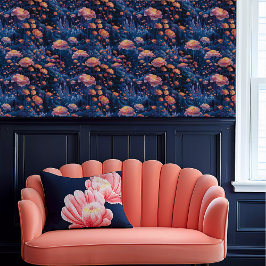 Fairycore Whimsical Coral und Blue Floral Tapete