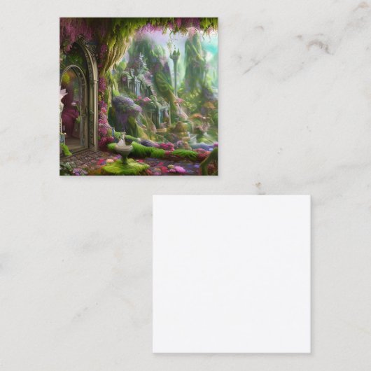 Fairyland Forest Graphic Quadratische Visitenkarte (Vorne/Hinten)