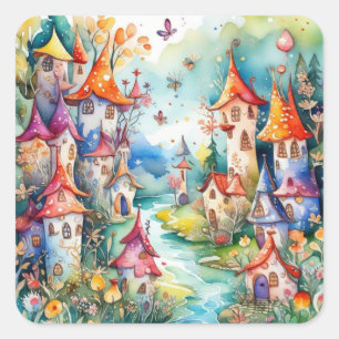 Fairyland Magic Castle Quadratischer Aufkleber