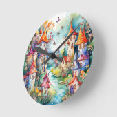 Fairyland Magic Castle Runde Wanduhr (Winkel)