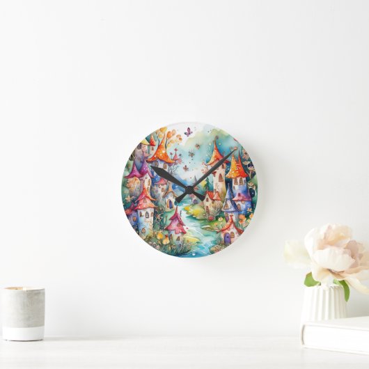 Fairyland Magic Castle Runde Wanduhr (Zuhause)