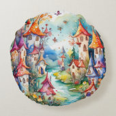 Fairyland Magic Castle Rundes Kissen (Rückseite)