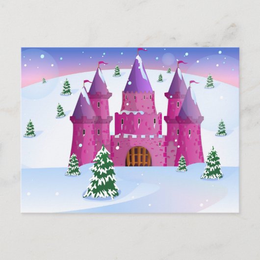 Fairytail Burg Winterschnee Postkarte (Vorderseite)