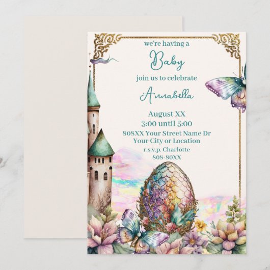 Fairytale Baby Dragon Egg Einladung (Vorne/Hinten)