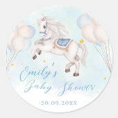 Fairytale baby Pony Blue Ballon Star Dusche Runder Aufkleber (Vorderseite)