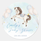 Fairytale baby Pony Blue Ballon Star Dusche Runder Aufkleber (Vorderseite)